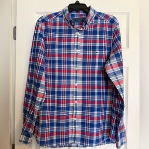 Vineyard Vines Blue and Red Plaid Button Down Shirt